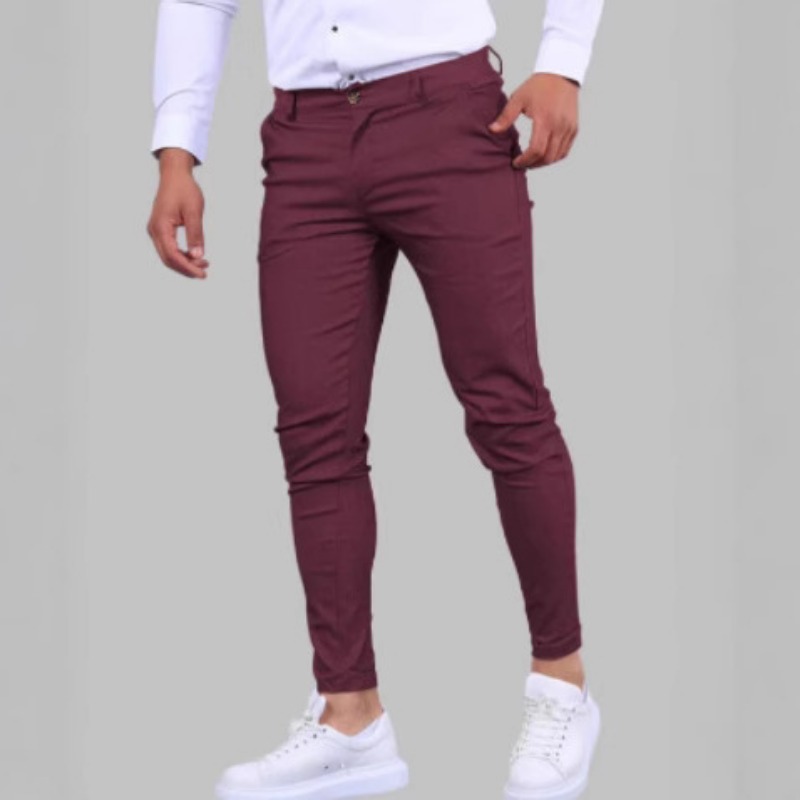 Chino Pants Men - Men's Burgundy Slim Fit Chino Pants