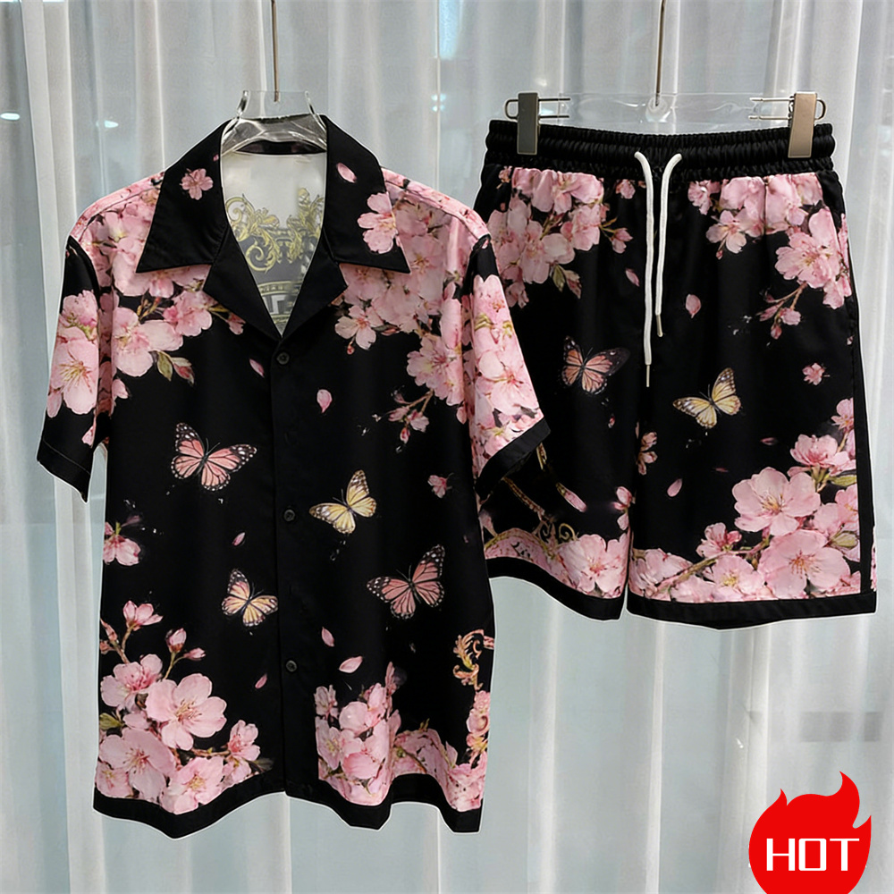 Men'S Fashion Course - Digital printed men's set fashion two-piece