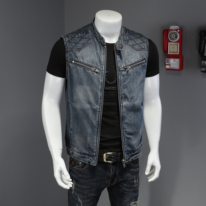 Men'S Fashion Vest With Jeans - 2026 Men Motorcycle Biker Denim Vest