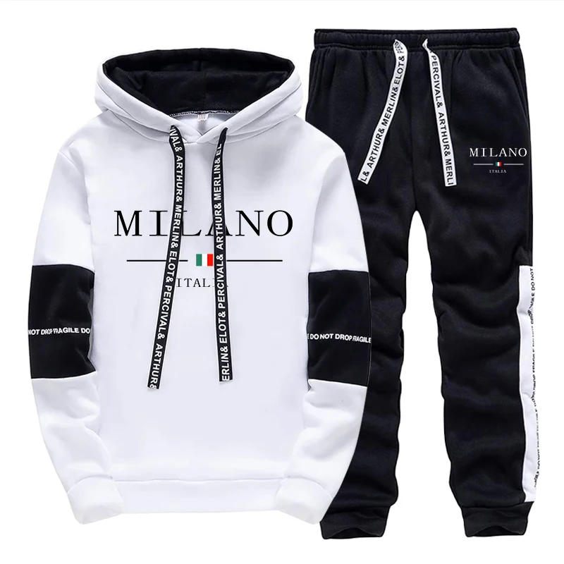 Mens Fashion Casual 2026 - Men's Set/Hoodie/Pants Italy Trendy Hoodie Sportswear