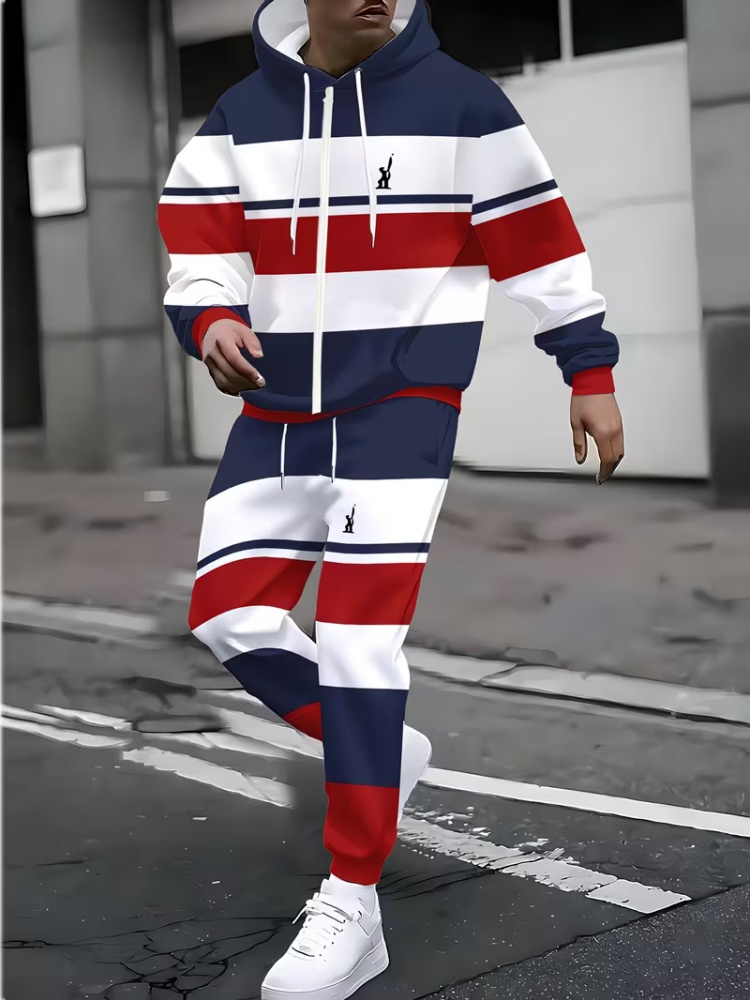 Men'S Fashion Loose Pants - Men Zip Up Hoodie Tracksuit Set