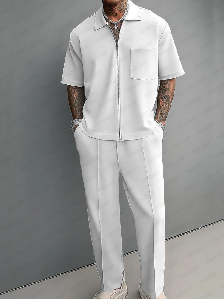 Men'S Fashion Polo - Men 2 Piece Outfits Half Zip