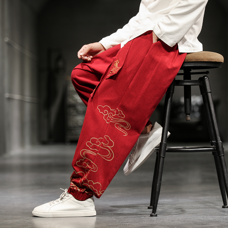 Chinese Style Retro Auspicious - Chino Pants Men 评论和价格