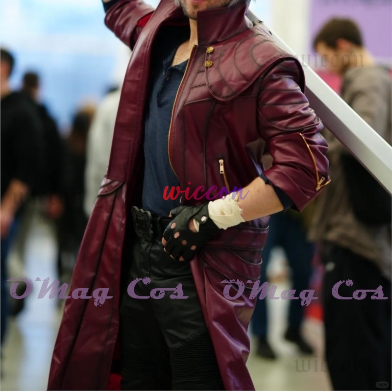 Dante Cosplay Red Long Trench  - Trench Coat Men 评论和价格