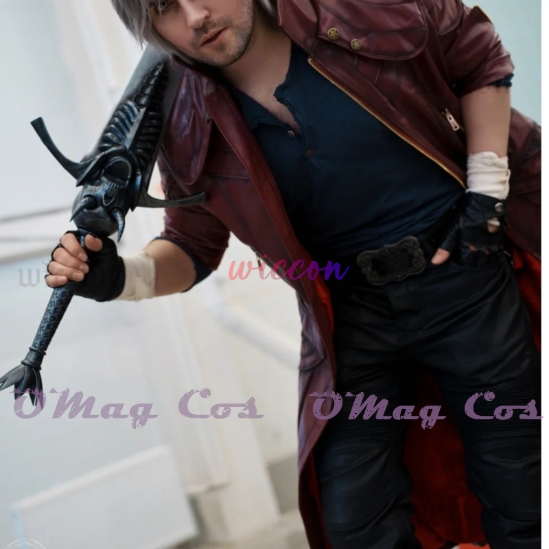 Dante Cosplay Red Long Trench  - Trench Coat Men 评论和价格