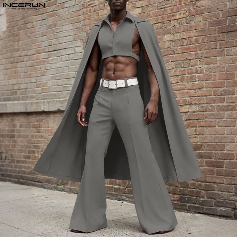 INCERUN Men Sets Solid Color L - Mens Fashion Casual 2026 评论和价格