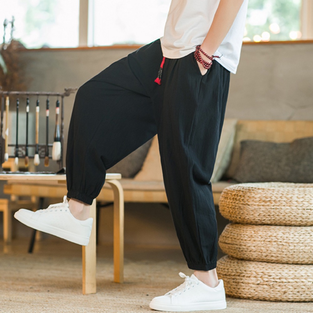Men's Cotton and Linen Harem P - Chino Pants Men 评论和价格