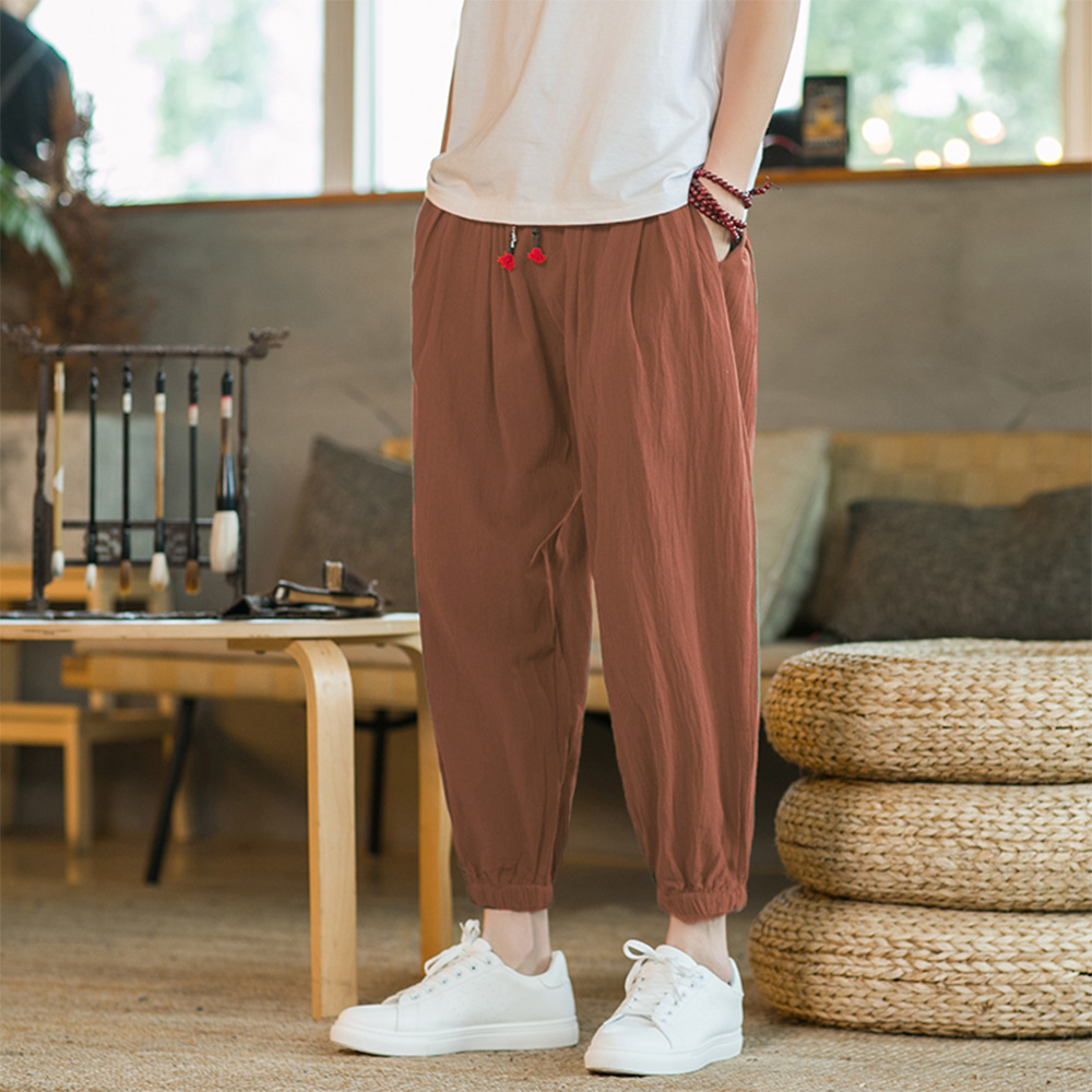 Men's Cotton and Linen Harem P - Chino Pants Men 评论和价格