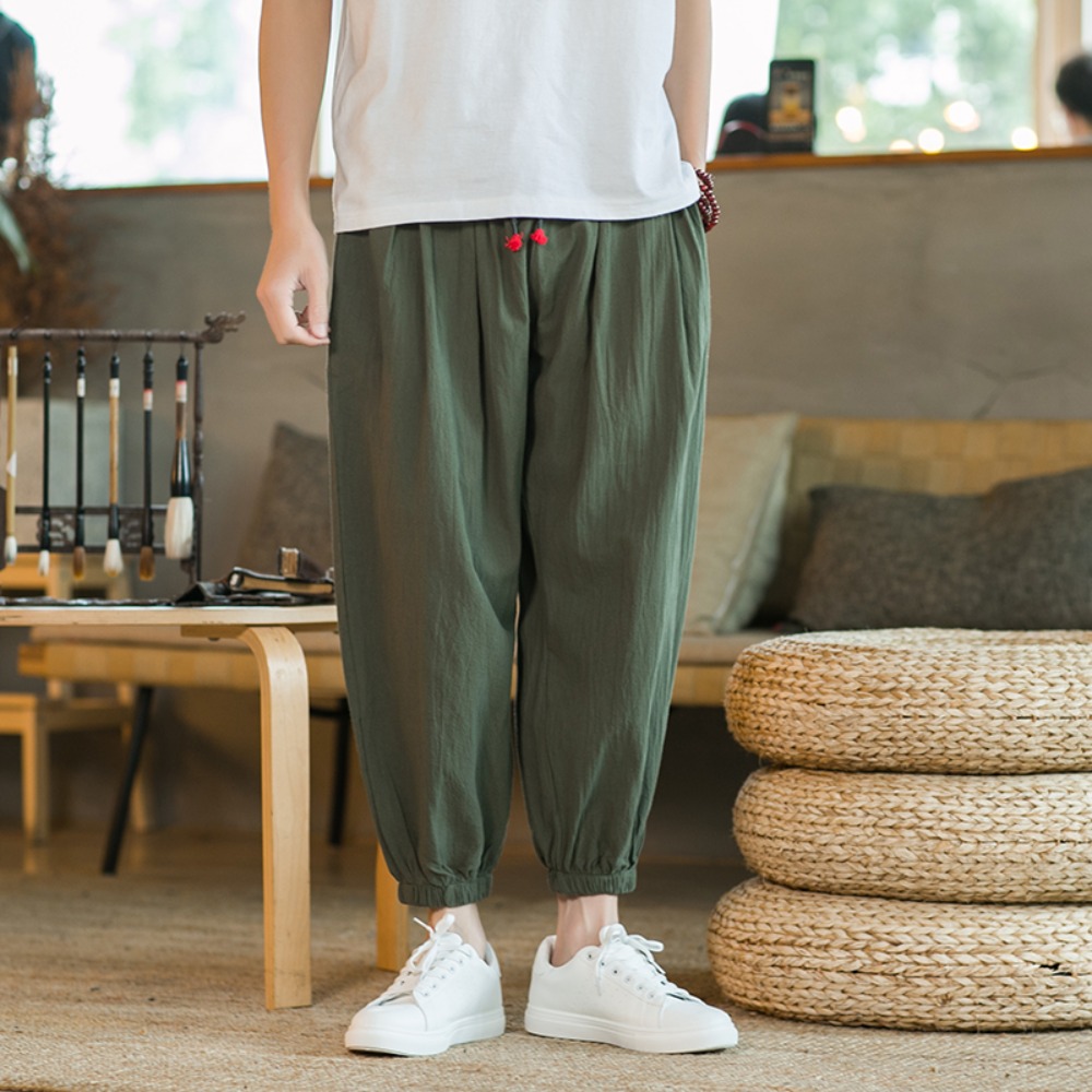 Men's Cotton and Linen Harem P - Chino Pants Men 评论和价格