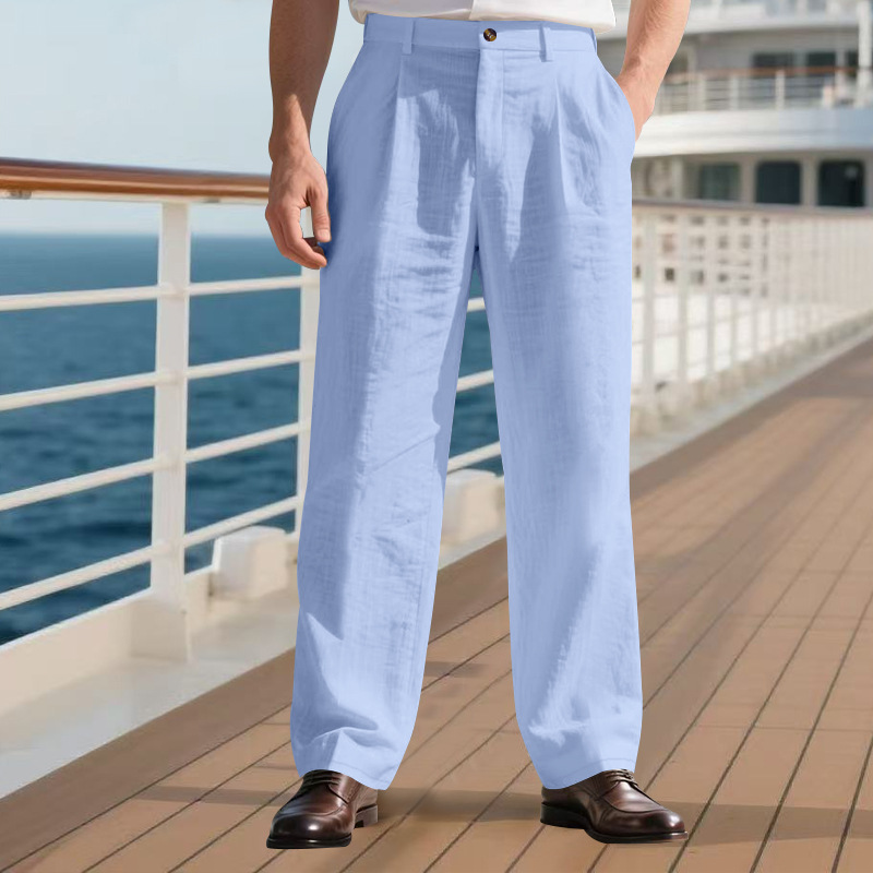 Men High Waist Pleated Dress P - Chino Pants Men 评论和价格