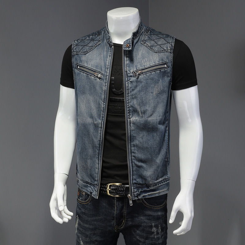 2026 Men Motorcycle Biker Deni - Men'S Fashion Vest With Jeans 评论和价格