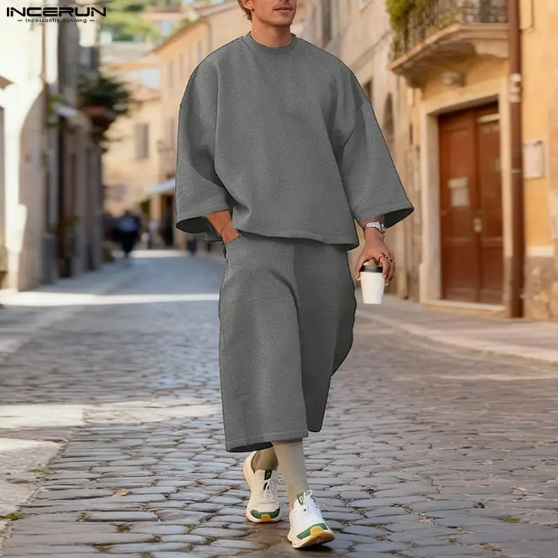 INCERUN Men Sets Solid Color B - Men'S Fashion Loose Pants 评论和价格