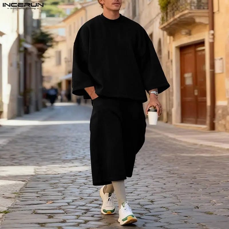 INCERUN Men Sets Solid Color B - Men'S Fashion Loose Pants 评论和价格