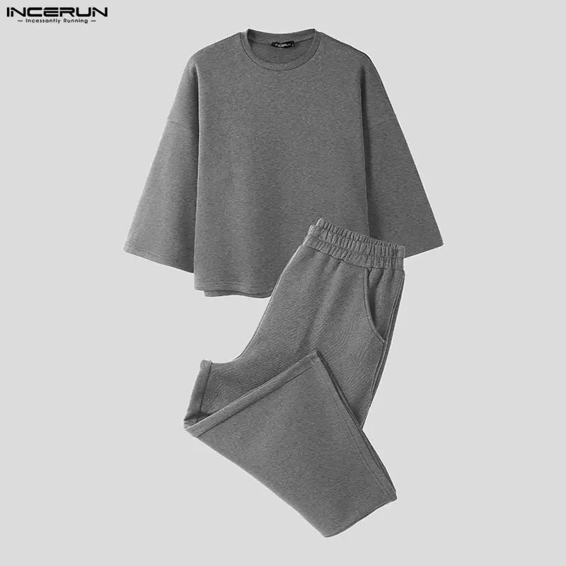 INCERUN Men Sets Solid Color B - Men'S Fashion Loose Pants 评论和价格
