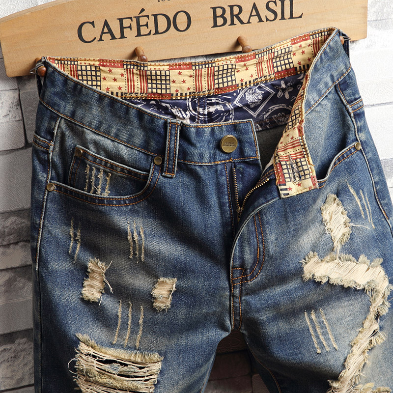 Ripped Hip-hop Denim Shorts Me - Men'S Fashion Loose Pants 评论和价格