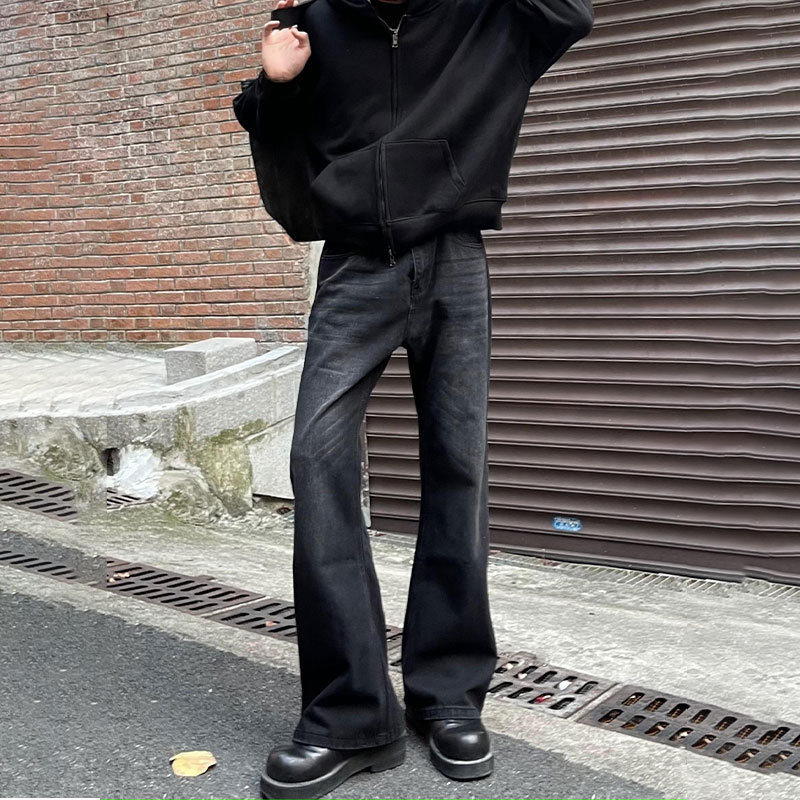 Men Black Solid Color Straight - Men'S Fashion Jeans And Boots 评论和价格