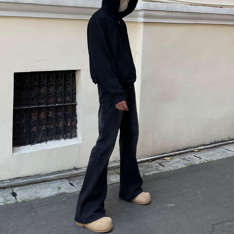 Men Black Solid Color Straight - Men'S Fashion Jeans And Boots 评论和价格