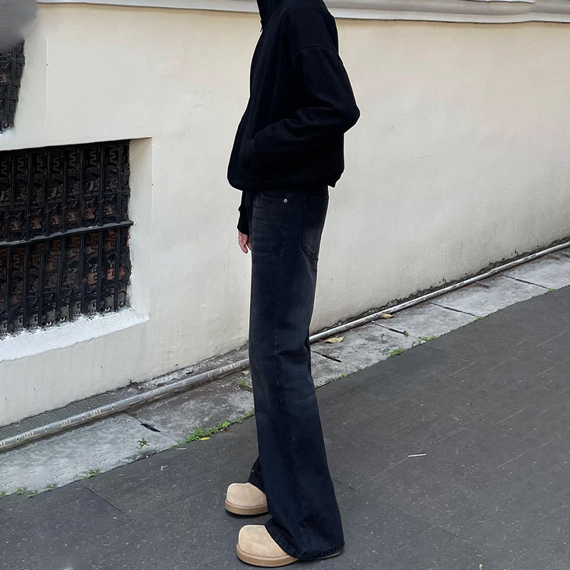 Men Black Solid Color Straight - Men'S Fashion Jeans And Boots 评论和价格