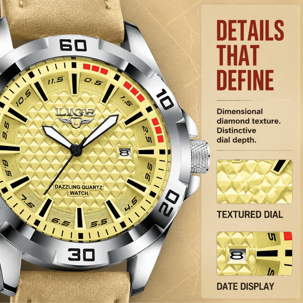 LIGE Men Quartz Wrist Watch Ca - Men'S Fashion Magazine 评论和价格
