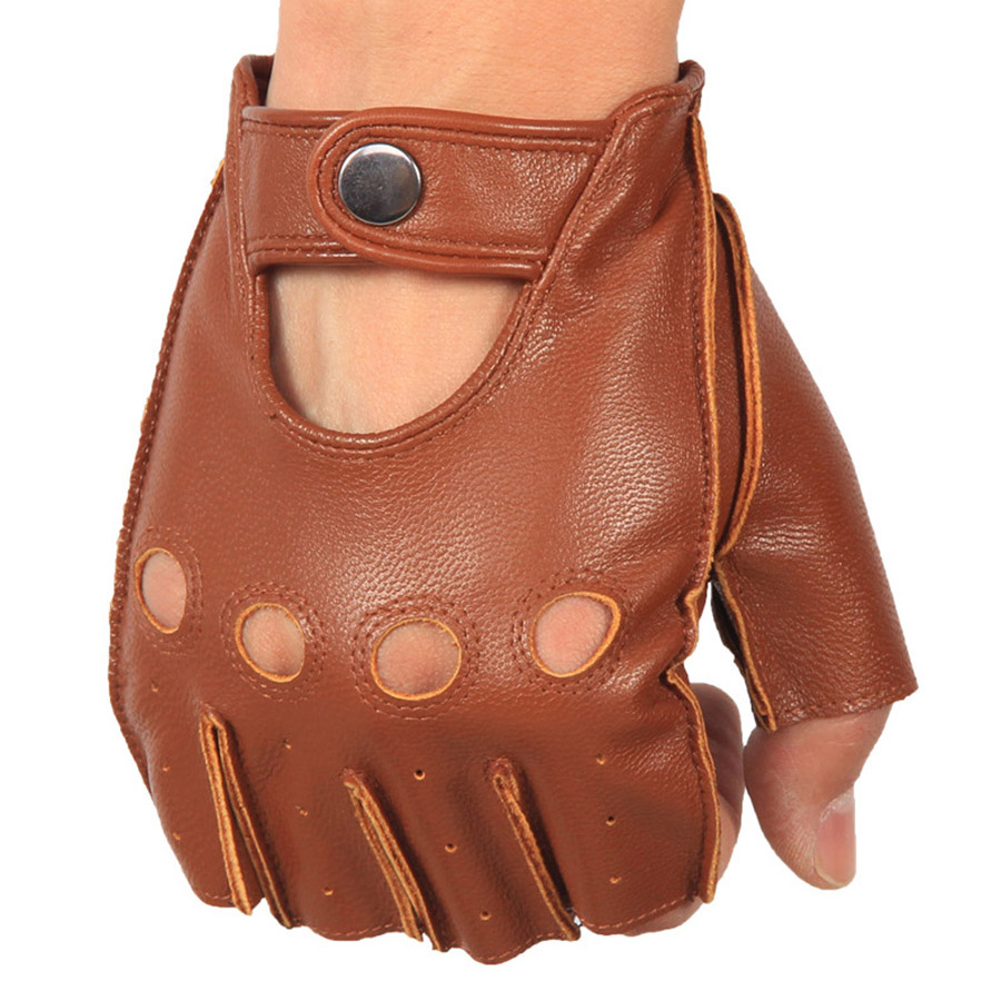 High Quality Man's Half Finger - Driving Gloves Leather 评论和价格