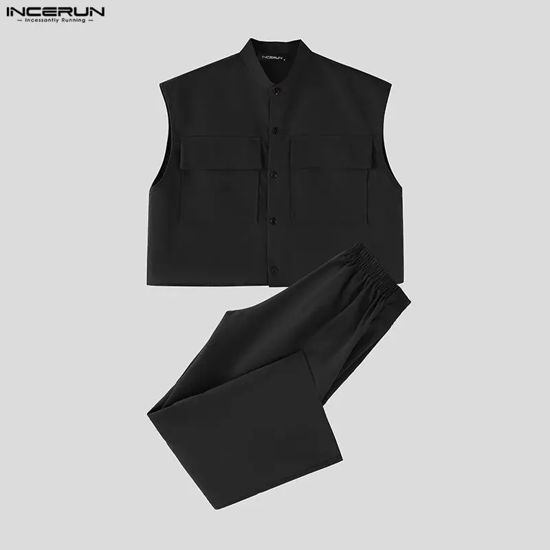 INCERUN Men Sets Solid Sleevel - Men'S Fashion Loose Pants 评论和价格