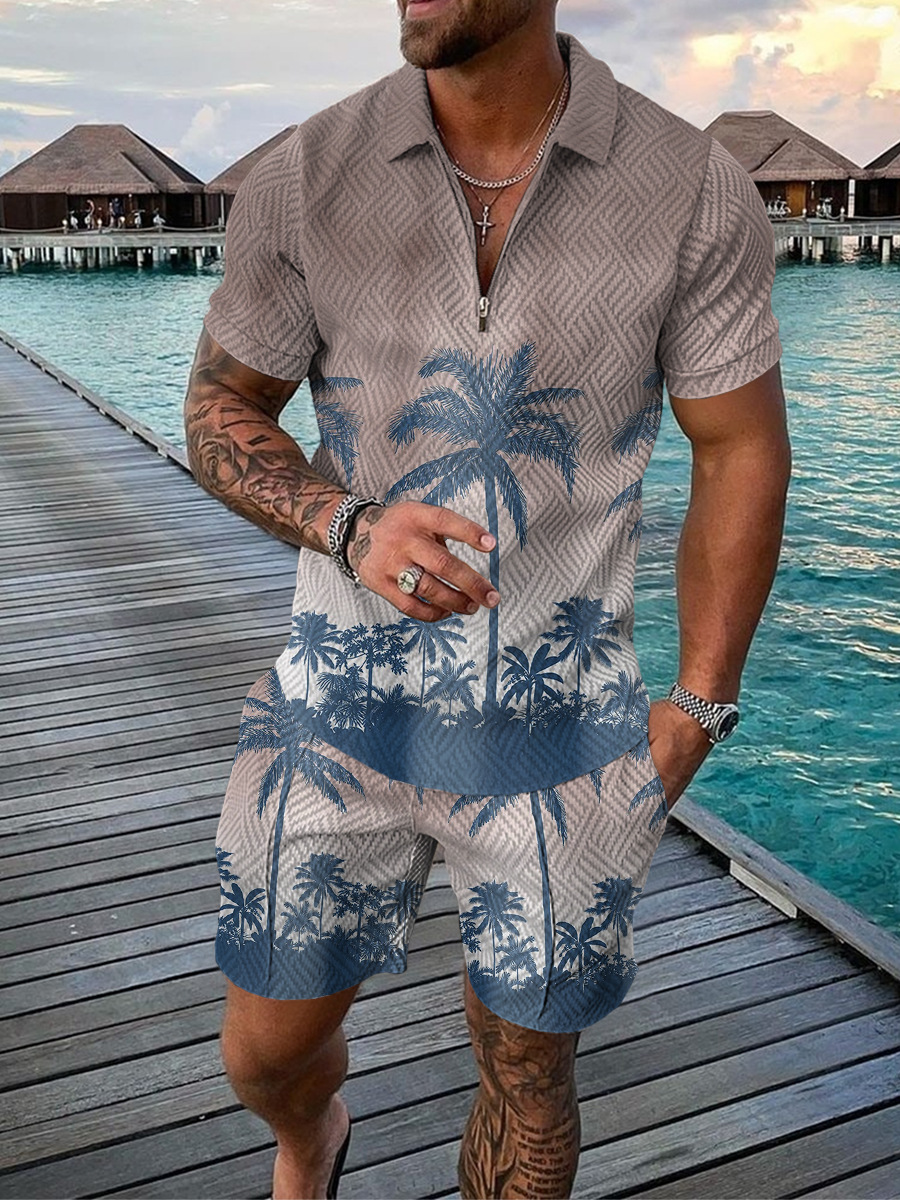 Hawaiian Coconut Tree Print Me - Men'S Fashion Polo 评论和价格