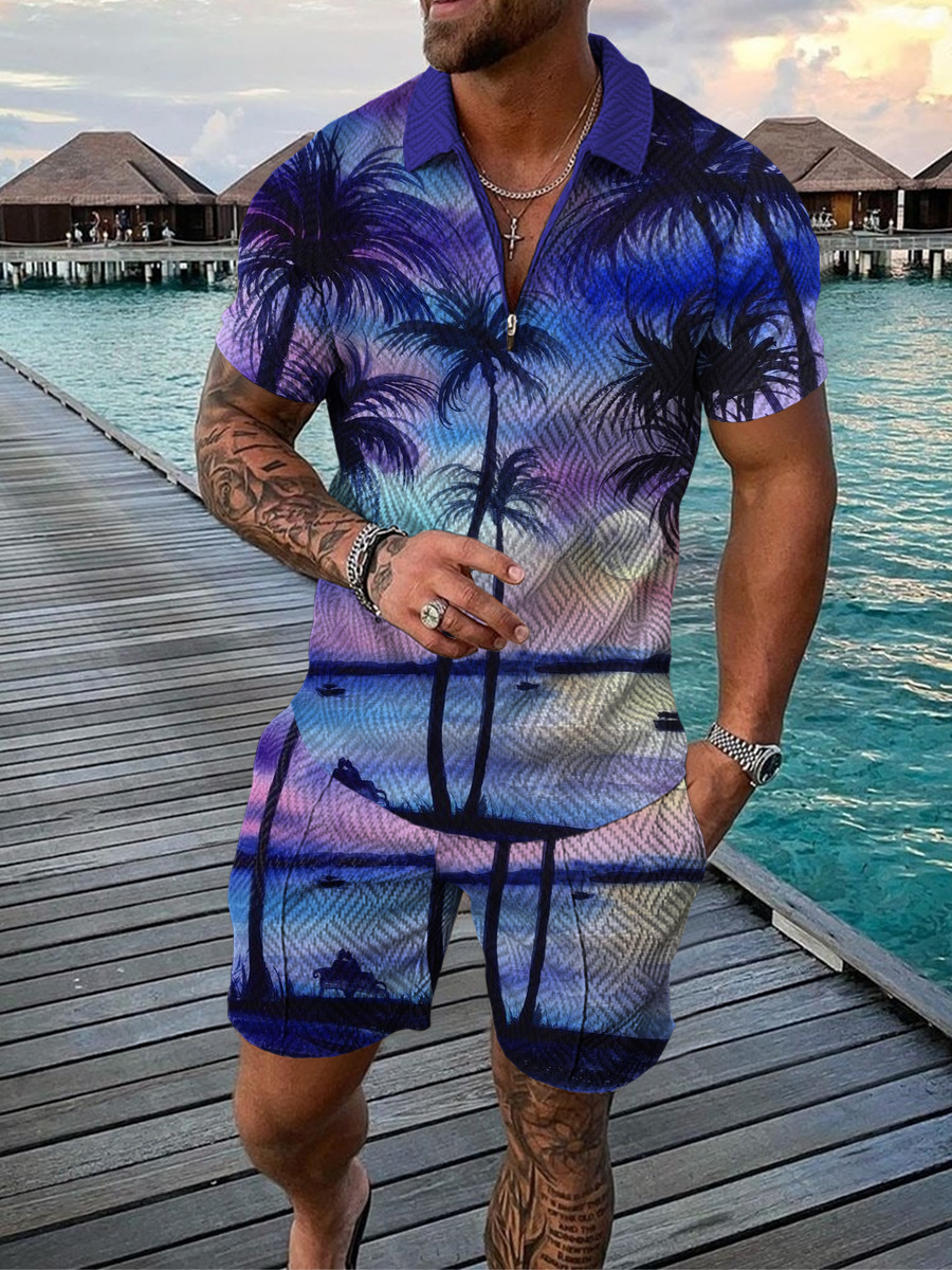 Hawaiian Coconut Tree Print Me - Men'S Fashion Polo 评论和价格