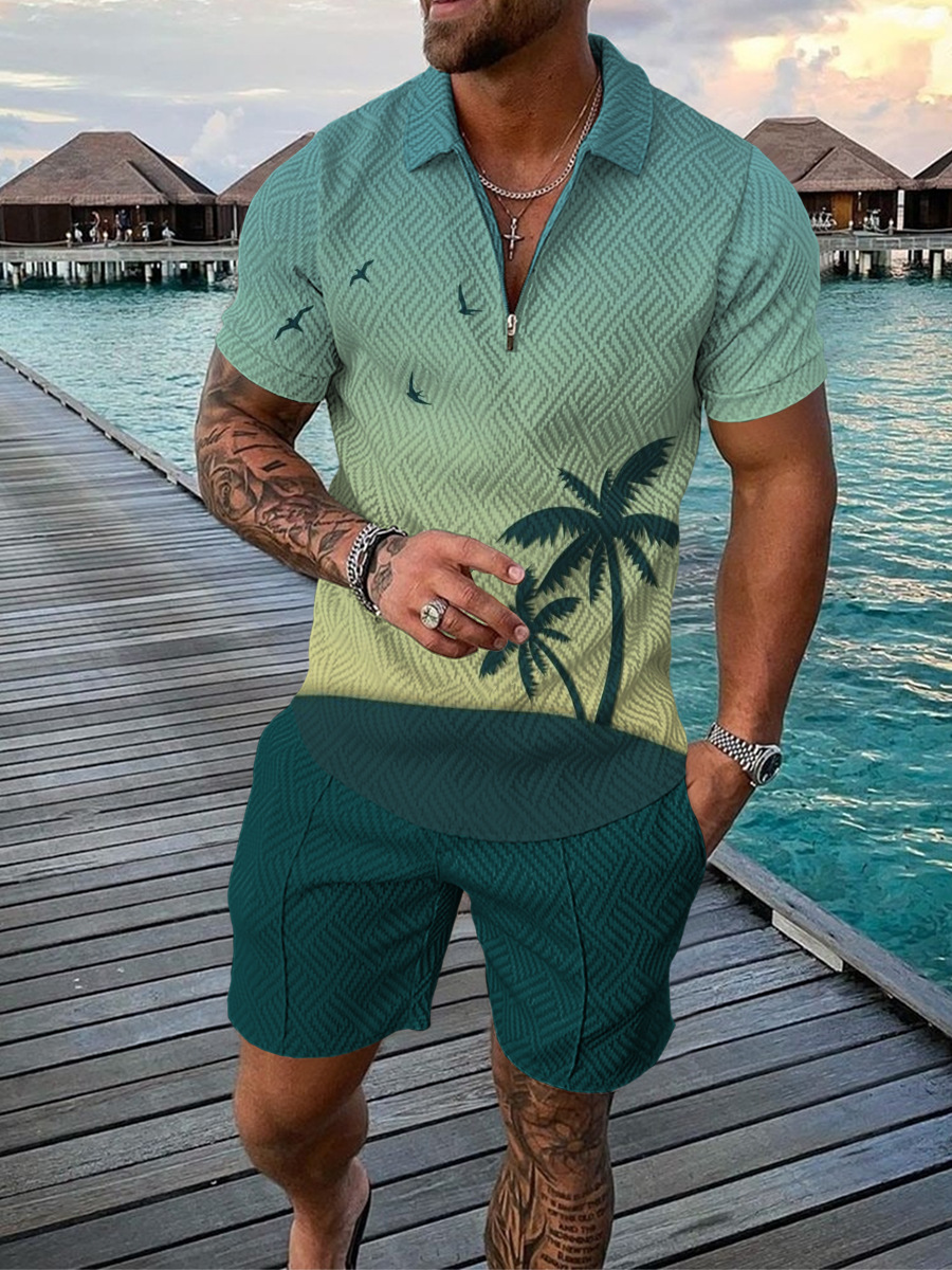 Hawaiian Coconut Tree Print Me - Men'S Fashion Polo 评论和价格