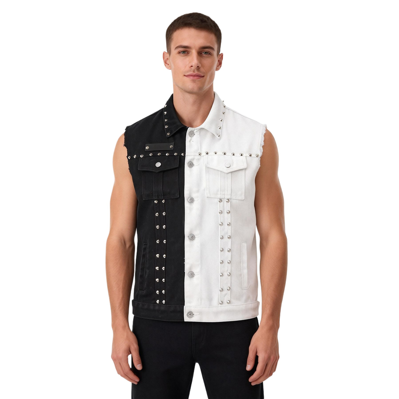 Men's Punk Style Jean Waistcoa - Men'S Fashion Vest With Jeans 评论和价格