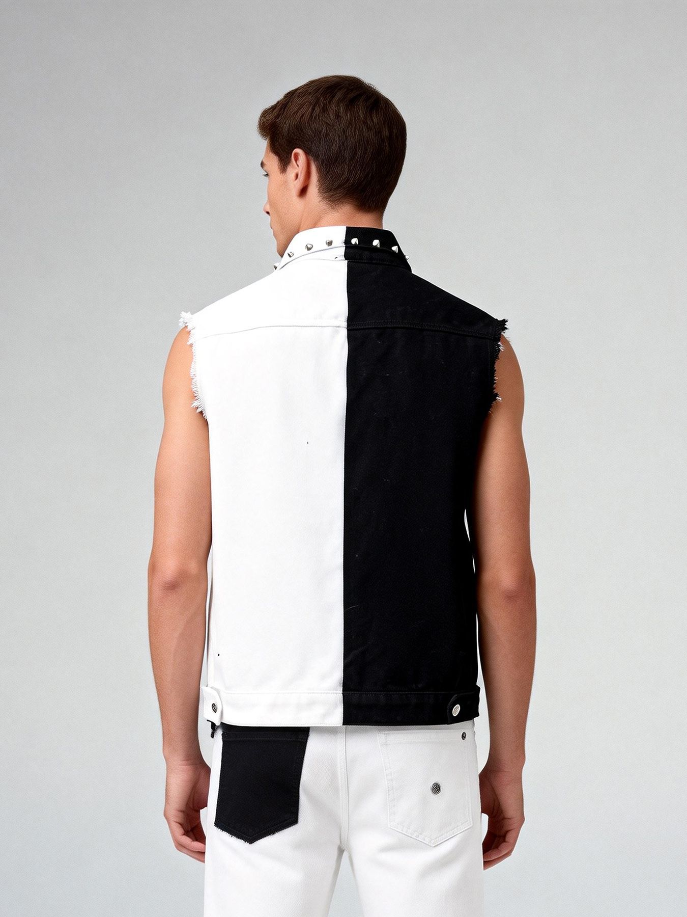 Men's Punk Style Jean Waistcoa - Men'S Fashion Vest With Jeans 评论和价格