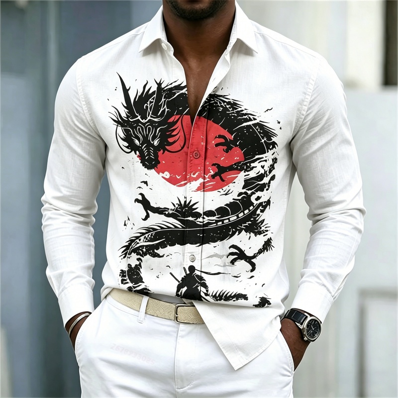 2026 New Men's Shirt White Bla - Mens Fashion Casual 2026 评论和价格