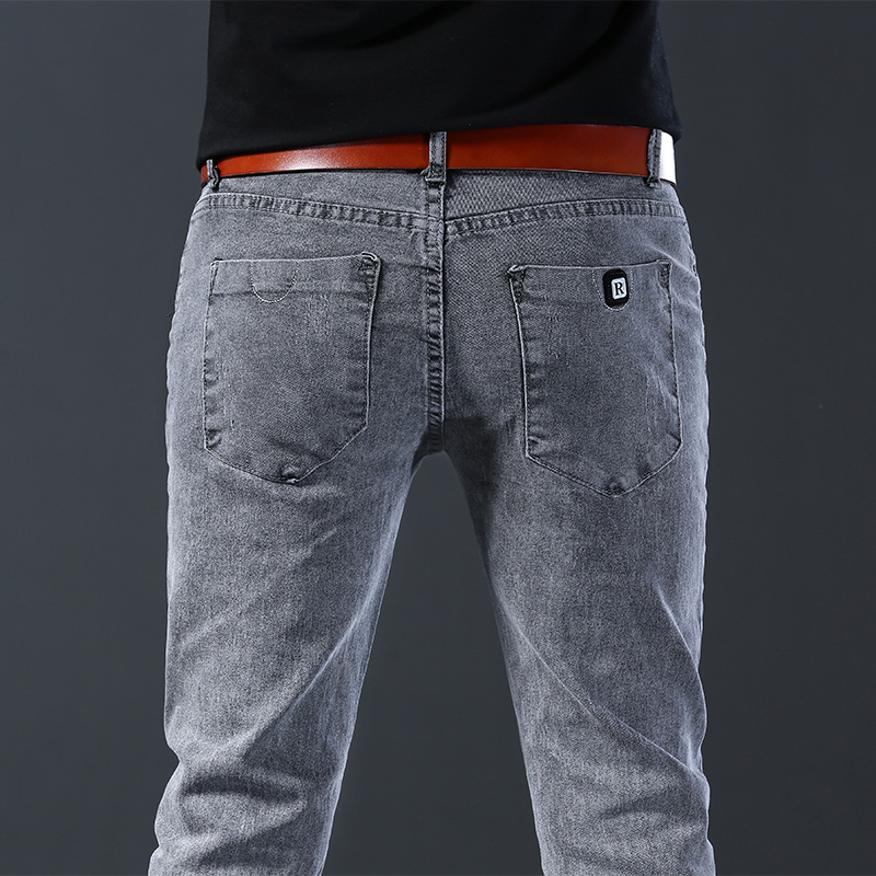 Men's Slim Elastic Grey Jeans  - Men'S Fashion Grey Jeans 评论和价格