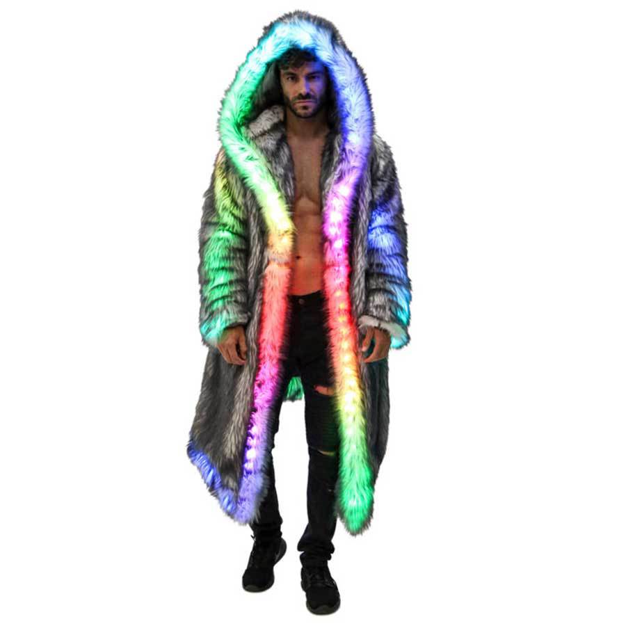 Faux Fur Coat Men Hooded Outer - Men'S Fashion Light Jacket 评论和价格