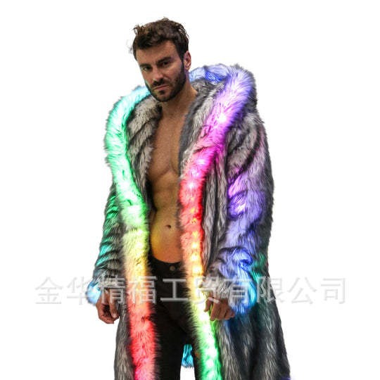 Faux Fur Coat Men Hooded Outer - Men'S Fashion Light Jacket 评论和价格