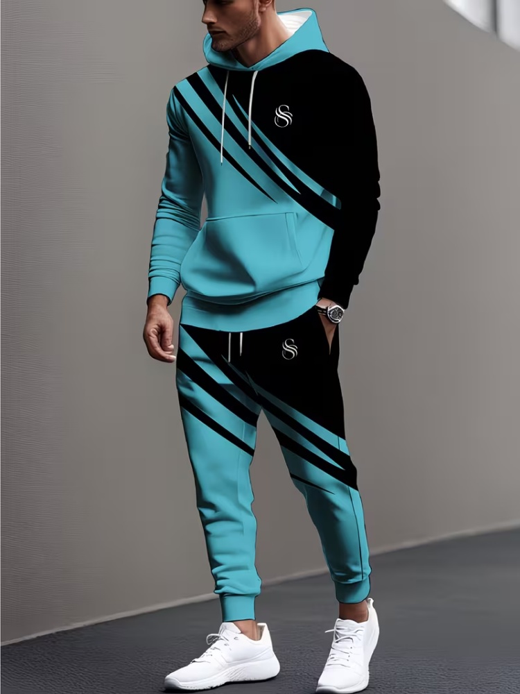 Men 2 Piece Tracksuit Fashion  - Men'S Fashion Loose Pants 评论和价格