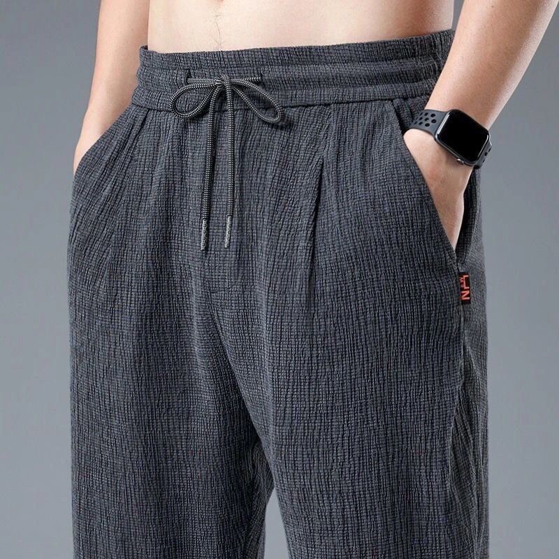 Summer Ice Silk Man Jogger Lin - Chino Pants Men 评论和价格