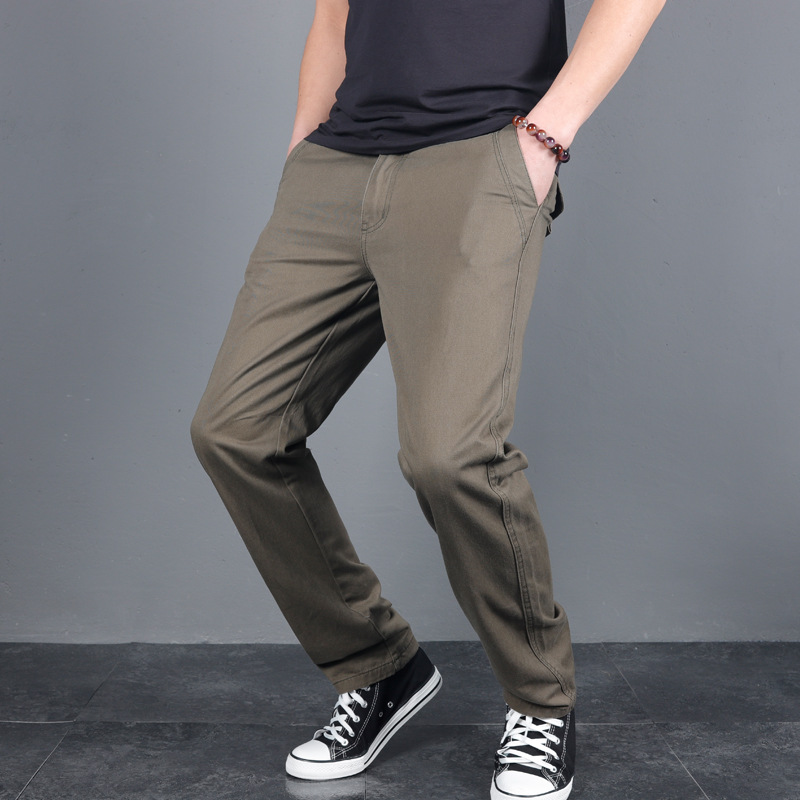 New Men's Spring Autumn Solid  - Chino Pants Men 评论和价格