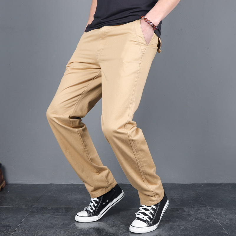 New Men's Spring Autumn Solid  - Chino Pants Men 评论和价格