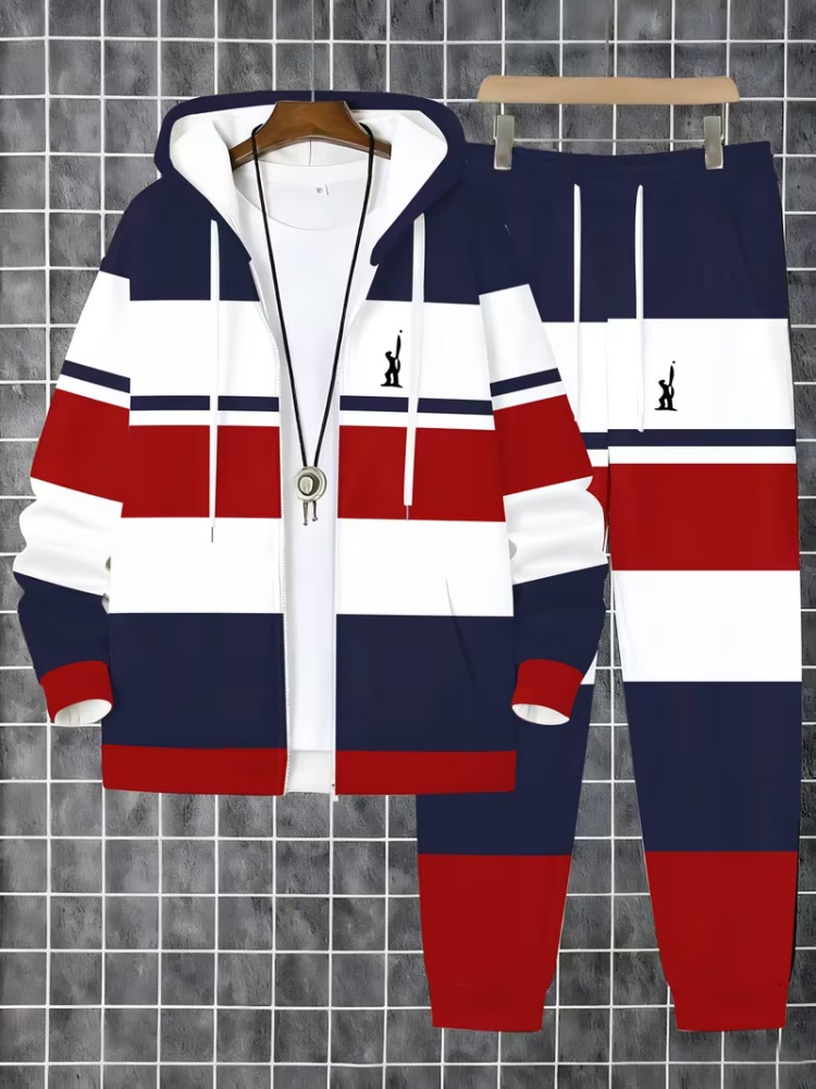 Men Zip Up Hoodie Tracksuit Se - Men'S Fashion Loose Pants 评论和价格
