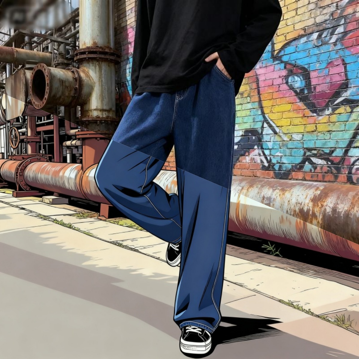 Korean Style Streetwear New Fa - Men'S Fashion Grey Jeans 评论和价格
