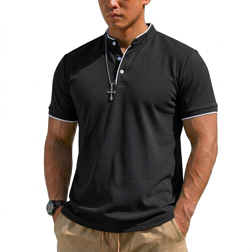 Summer Short Sleeve Henley Shi - Men'S Fashion Polo 评论和价格