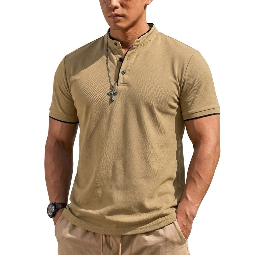 Summer Short Sleeve Henley Shi - Men'S Fashion Polo 评论和价格