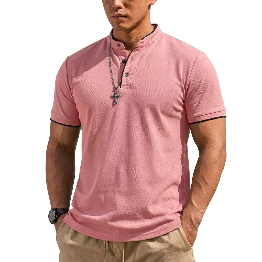 Summer Short Sleeve Henley Shi - Men'S Fashion Polo 评论和价格