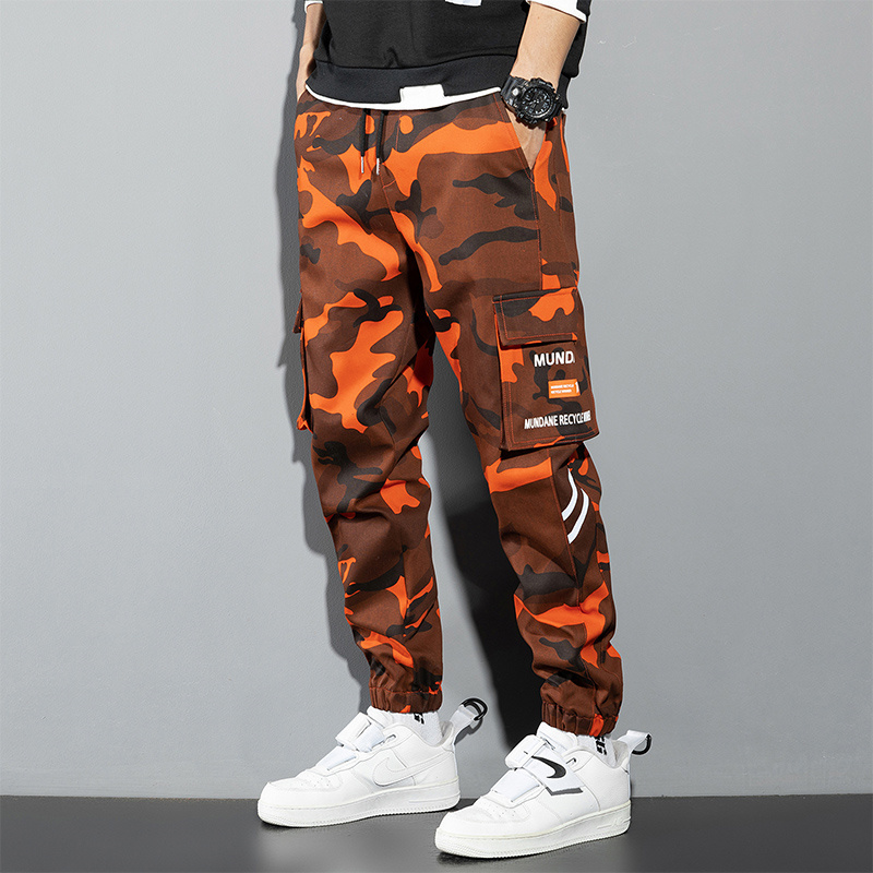 Orange Cargo Pants Men Hip Hop - Chino Pants Men 评论和价格