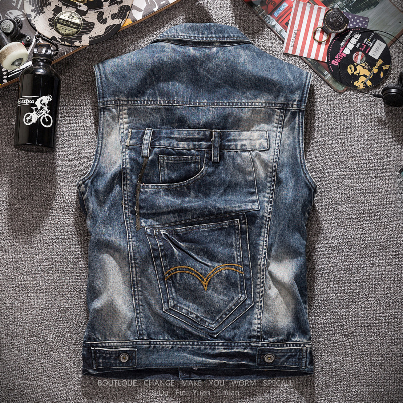 New Fashion Men Retro Grey Den - Men'S Fashion Vest With Jeans 评论和价格