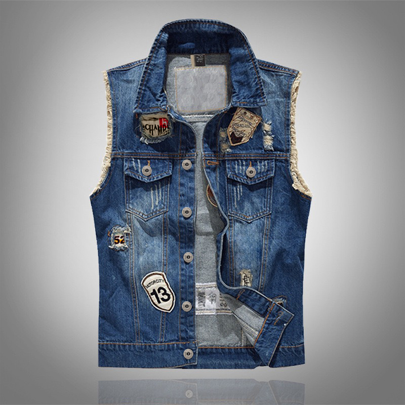 New Fashion Men Blue Casual Ri - Men'S Fashion Vest With Jeans 评论和价格