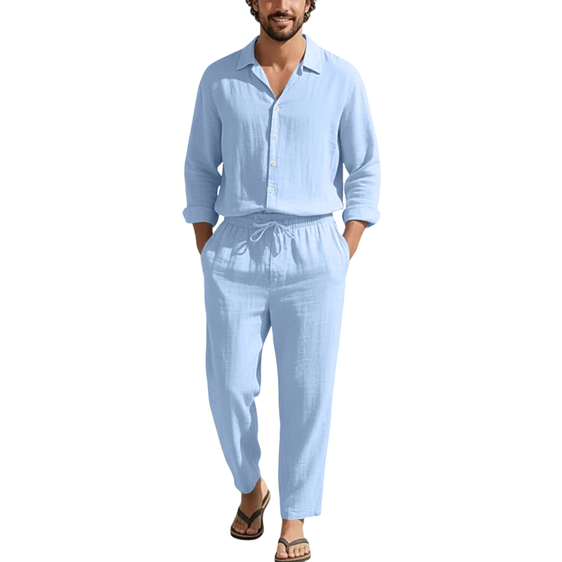 Spring Summer Linen Casual Set - Men'S Fashion Loose Pants 评论和价格
