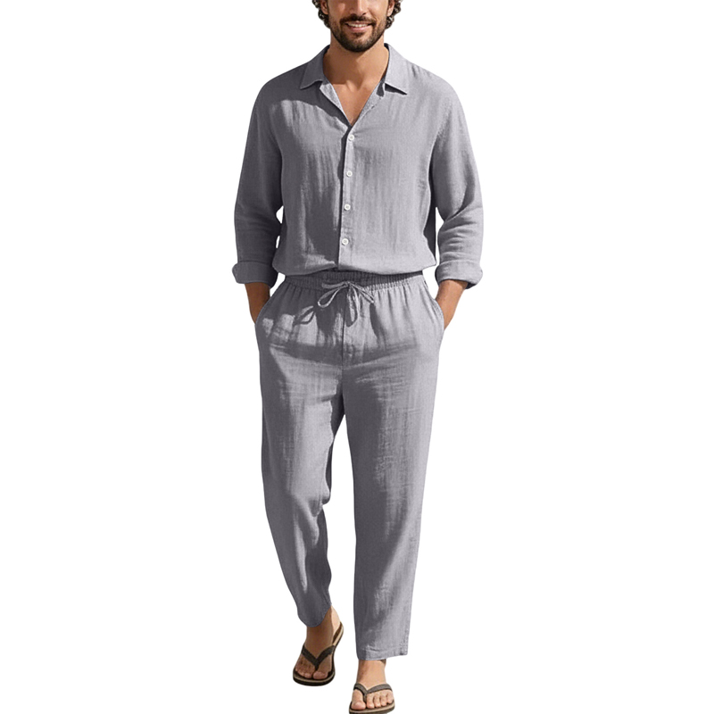 Spring Summer Linen Casual Set - Men'S Fashion Loose Pants 评论和价格